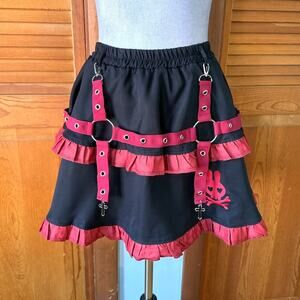ACDC Rag Lolita EGL Goth Punk Emo Mad Death Rabbit Black & Red Mini Skirt Skort